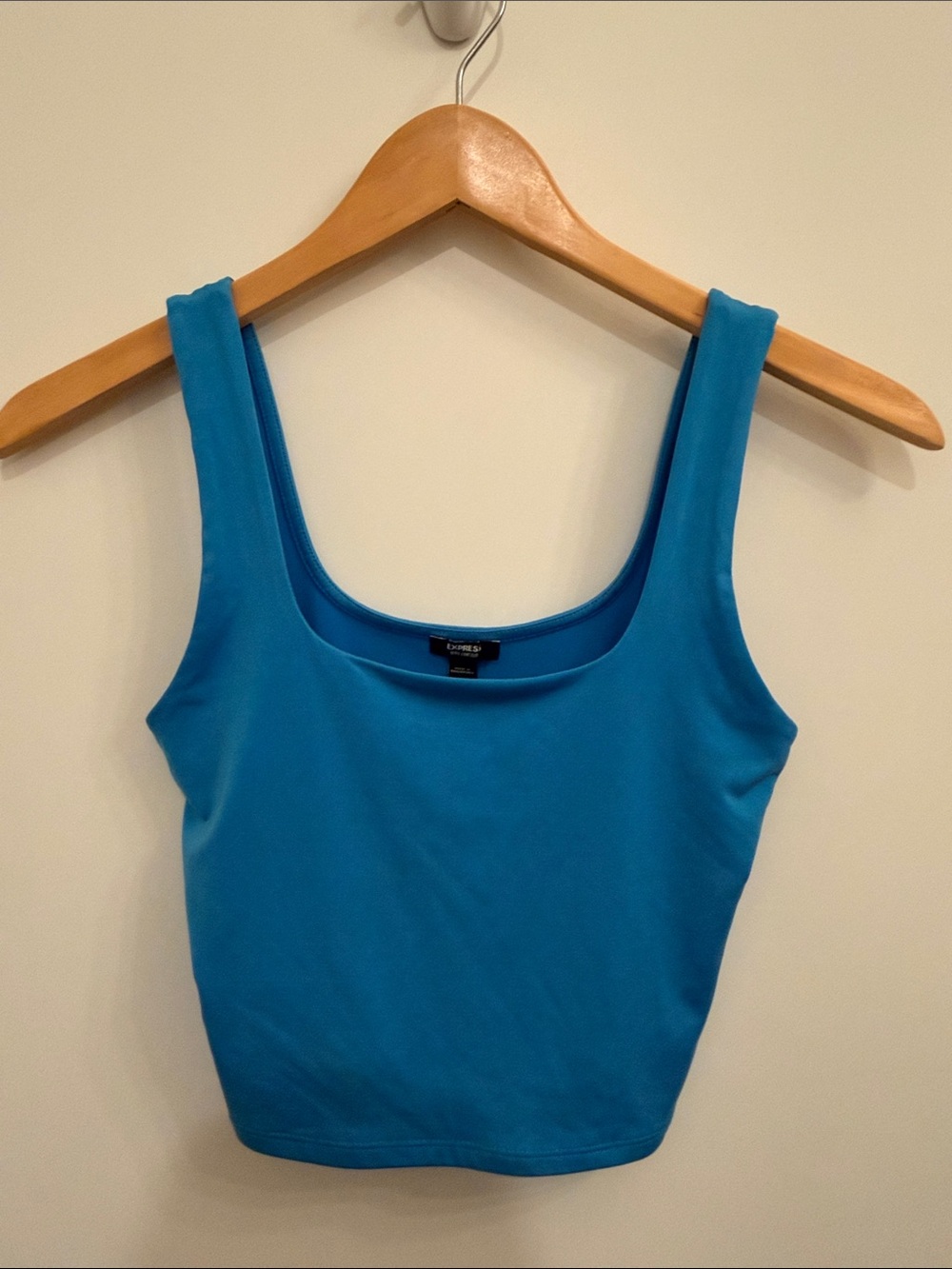 Express Scoop Neck Crop Tank in Bright Teal Blue